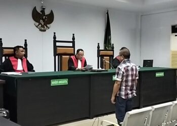 Suasana sidang putusan kasus kredit BRIguna di PN Tipikor dan Hubungan Industrial Gorontalo, Rabu (15/6/2023). Foto: Lukman Polimengo/mimoza.tv.