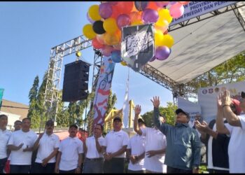Suasana launching Kick Off GNPIP, yang digelar di Lapangan Taruna Remaja, Kota Gorontalo, Ahad (23/7/2023). Foto : Lukman Polimengo/mimoza.tv.
