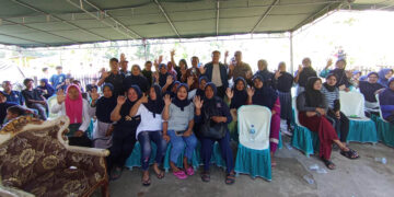 Kampanye partai Nasdem di Desa Totopo, Kecamatan Bilato, Kabupaten Gorontalo, Senin (4/12/2023).