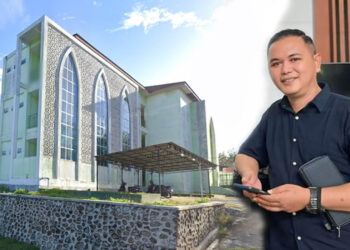 Gedung Fakultas Ekonomi dan Bisnis Islam IAIN Sultan Amai Gorontalo. Foto insert : Ketua LSM Kibar Provinsi Gorontalo, Hengki Maliki.
