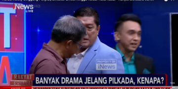 Tangkapan layar momen Rocky Gerung terlibat debat dengan Silfester Matutina.