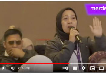 Tangkappan layar video saat Tia Rahmania, Anggota DPR RI terpilih dari Fraksi PDIP melakukan interupsi dan protes keras ketika Wakil Ketua KPK, Nurul Ghufron yang tengah menjadi pembicara dalam acara Pemantapan Nilai-nilai Kebangsaan yang digelar di Lembaga Ketahanan Nasional (Lemhannas), Senin (23/9/2024).