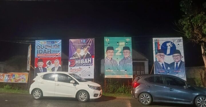 Dugaan pasang baliho kandidat cagub dan cawagub Provinsi Gorontalo yang tak lazim, dan terpasang di Desa Pontolo, Kecamatan Kwandang, Kabupaten Gorontalo Utara.