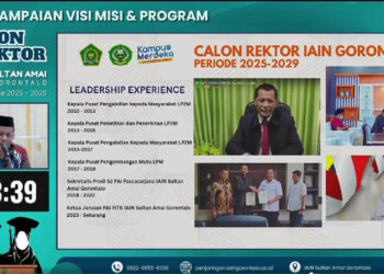 Calon Rektor IAIN Sultan Amai Gorontalo nomor urut 9, Dr. Najamuddin Petta Solong, M.Ag., saat menyampaikan program, dan visi-misi.