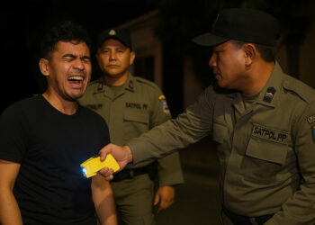 Ilustrasi penganiayaan menggunakan senjata kejut listrik.