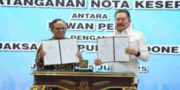 Kejaksaan Republik Indonesia dan Dewan Pers melaksanakan menandatangani Nota Kesepahaman (MoU) pada Selasa 15 Juli 2025. Foto: Istimewa.