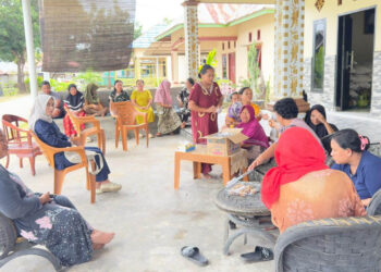 Anggota DPRD Kabupaten Gorontalo Utara, Dheninda Chaerunnisa, saat menggelar reses di dua titik berbeda: Pasar Baru Desa Molu’o dan Desa Leboto, Senin (1/12/2025). Foto: Koleksi pribadi.