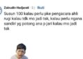 Tangkapan layar komentar dari akun Facebook bernama Zainudin Hadjarati.