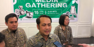 Kepala BPJS Kesehatan Cabang Gorontalo, Try Mayudin, saat memberikan keterangan pada awak media usai kegiatan Media Gathering, Rabu (15/4/2026) Foto: Lukman/mimoza.tv