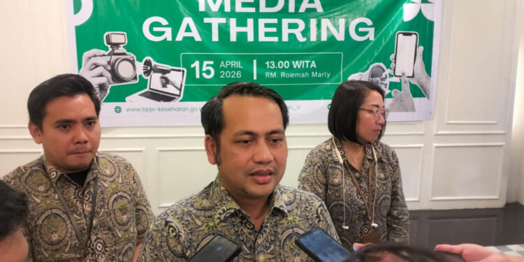 Kepala BPJS Kesehatan Cabang Gorontalo, Try Mayudin, saat memberikan keterangan pada awak media usai kegiatan Media Gathering, Rabu (15/4/2026) Foto: Lukman/mimoza.tv