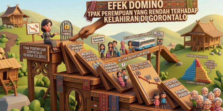 Gambar ilustrasi Efek Domino TPAK Perempuan yang Rendah terhadap Kelahiran di Gorontalo.