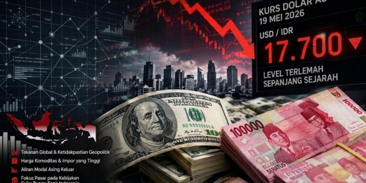 Gambar ilustrasi rupiah melemah terhadap dolar Amerika.(Gambar AI)