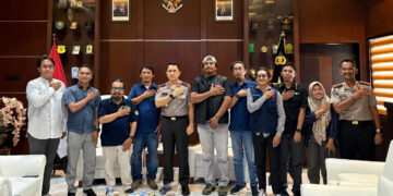 Panitia Temu Jurnalis bersama perwakilan organisasi perusahaan pers dan profesi wartawan melakukan audiensi dengan Kapolda Gorontalo, Irjen Pol Widodo, Kamis (21/5/2026).