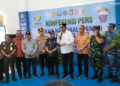 Gubernur Gorontalo, Gusnar Ismail, bersama Forkopimda, saat memberikan keterangan pers usai meninjau sejumlah lokasi utama pelaksanaan PENAS XVII di Kabupaten Gorontalo, Rabu (17/6/2026). Foto: Lukman/mimoza.tv.
