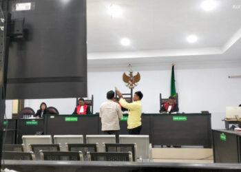 Persidangan perkara dugaan tindak pidana korupsi proyek pemeliharaan berkala Jalan Nani Wartabone, Kota Gorontalo, di Pengadilan Tindak Pidana Korupsi (Tipikor) pada Pengadilan Negeri Gorontalo, Senin (29/6/2026). Foto: Lukman/mimoza.tv