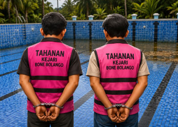 Foto ilustrasi dua tersangka dalam kasus proyek rehabilitasi kolam renang Lombongo.