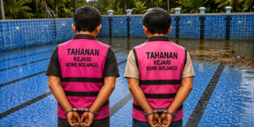 Foto ilustrasi dua tersangka dalam kasus proyek rehabilitasi kolam renang Lombongo.