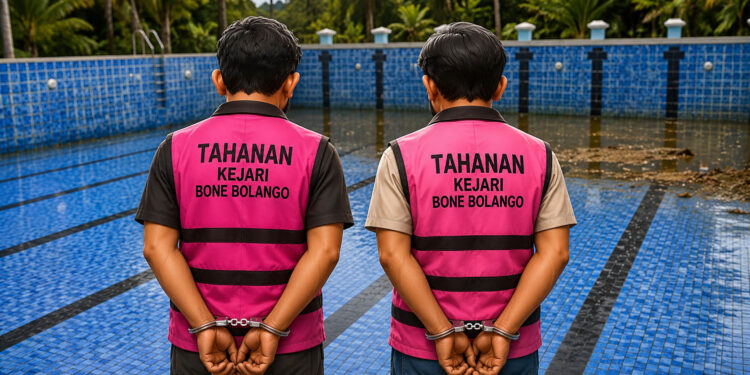 Foto ilustrasi dua tersangka dalam kasus proyek rehabilitasi kolam renang Lombongo.